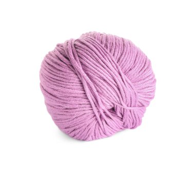 Yumuşak pembe yün iplik beyaza izole edilmiş