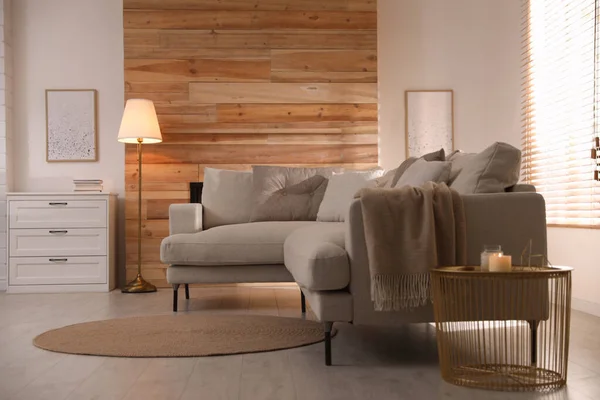 Bequemes Sofa Modernen Wohnzimmer Innenarchitektur — Stockfoto