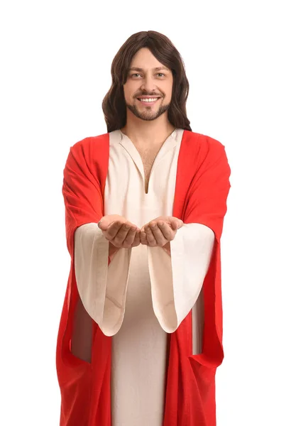 Jezus Chrystus Wyciąga Ręce Białym Tle — Zdjęcie stockowe