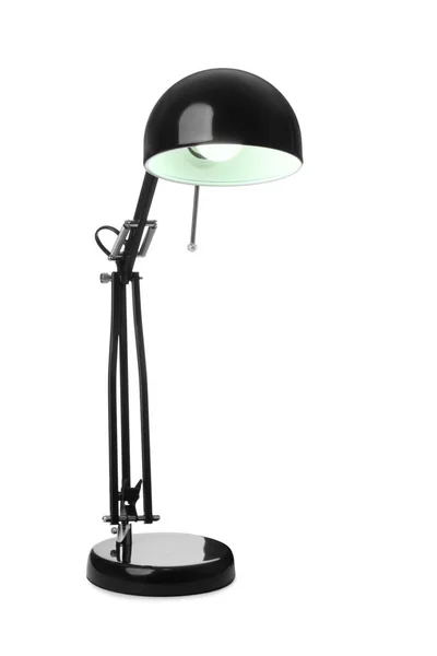 Stijlvolle Zwarte Tafellamp Geïsoleerd Wit — Stockfoto