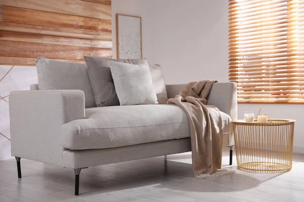 Sofa Nyaman Ruang Tamu Modern Desain Interior — Stok Foto