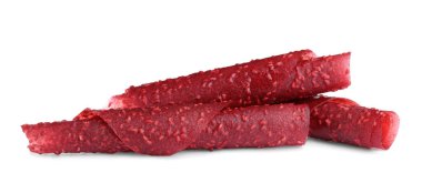 Beyaz arka planda lezzetli meyve ruloları