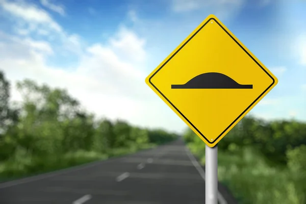 Sign Speed Bump Asphalt Road Outdoors — Stock Photo, Image