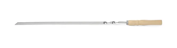 Металлический Шампур Деревянной Ручкой Изолированный Белом — стоковое фото