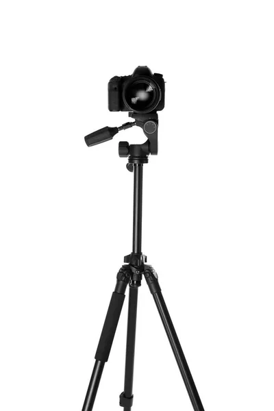 Modern Tripod Camera Isolated White — Stock Photo, Image