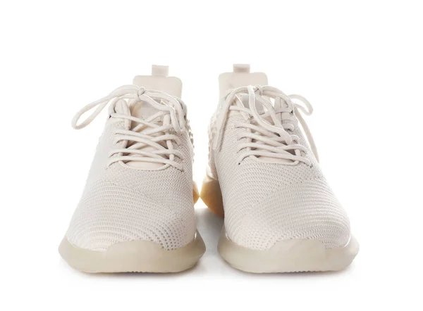 Пара Стильного Спортивного Взуття Ізольовані Білому — стокове фото
