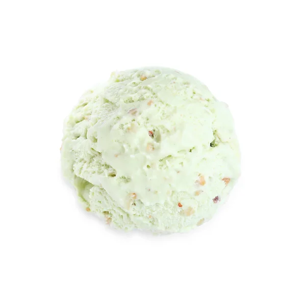 Scoop Delicious Ice Cream Isolated White Top View — Stock Photo, Image