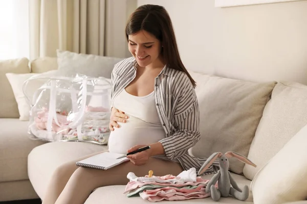 Saco Embalagem Mulher Grávida Para Maternidade Casa — Fotografia de Stock