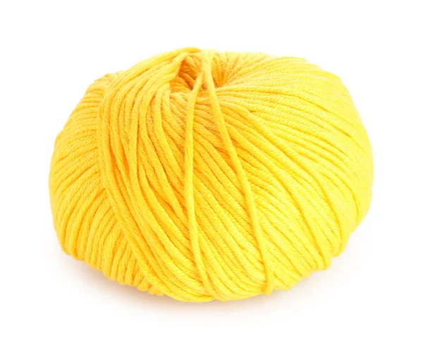 Soft Yellow Woolen Yarn Isolated White — Stock Photo, Image