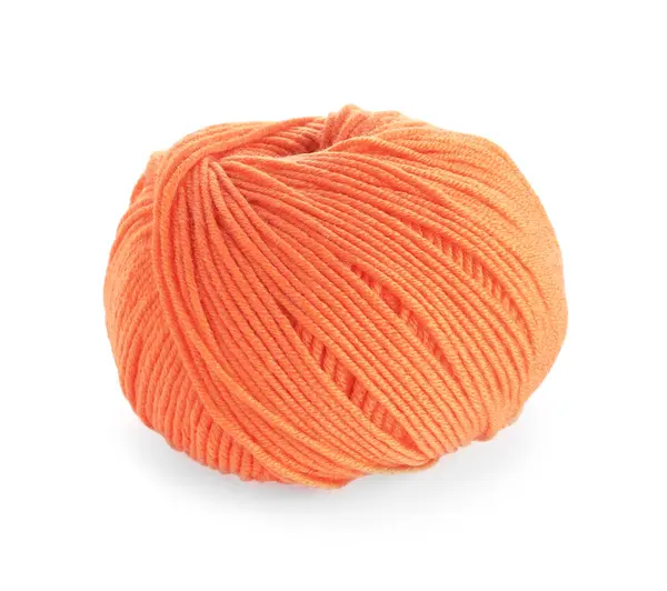 Soft Orange Woolen Yarn Isolated White — Stock Photo, Image