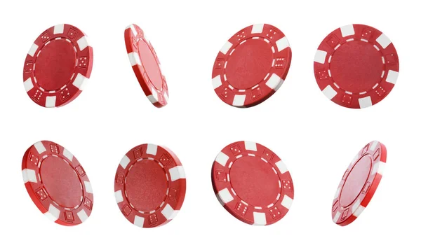 Set Red Casino Chips White Background — Stock Photo, Image