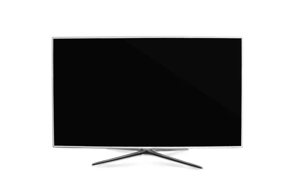 Moderno Televisor Pantalla Ancha Blanco Aislado Blanco — Foto de Stock