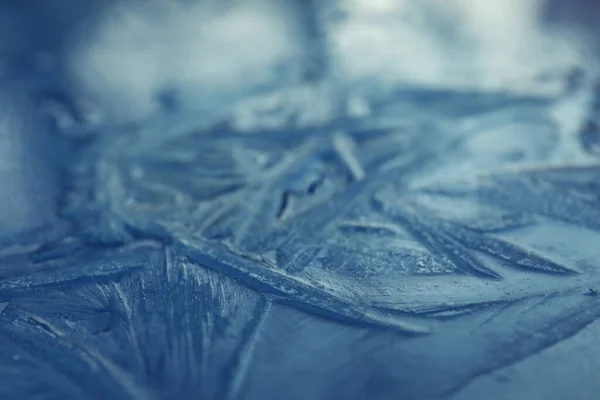 Frosty Blå Yta Närbild Vacker Vinterprydnad — Stockfoto