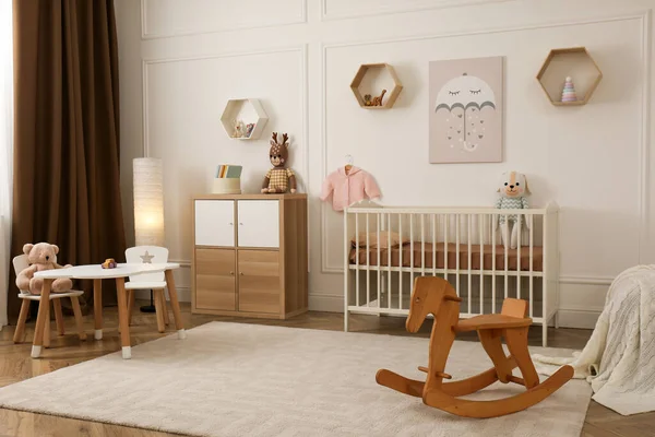Modern Baby Room Interior Stylish Furniture Toys — Stock Photo, Image