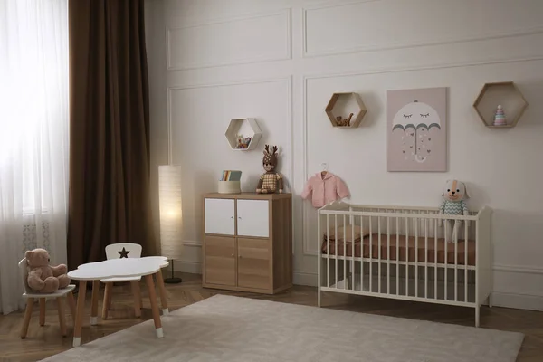 Modern Baby Room Interior Stylish Furniture Toys — Stock Photo, Image