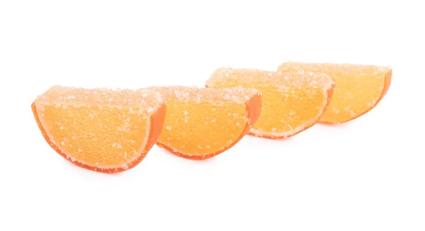 Dulces Caramelos Jalea Naranja Sobre Fondo Blanco — Foto de Stock