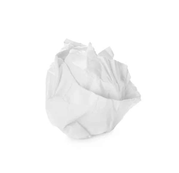 Crumpled Sheet Paper Isolated White — Stock Photo, Image