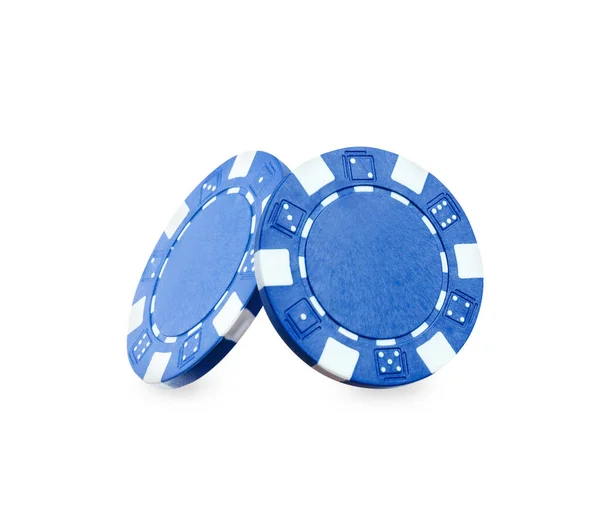 Kék Kaszinó Zseton Fehér Háttérrel Póker Játék — Stock Fotó