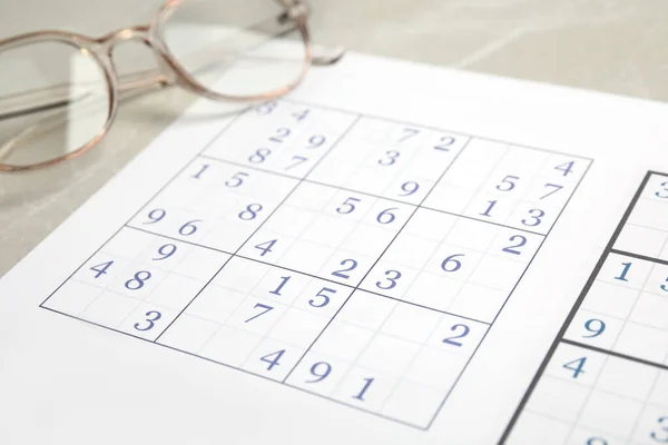 Masada Sudoku Gözlük Yakın Çekim Görüntüsü — Stok fotoğraf