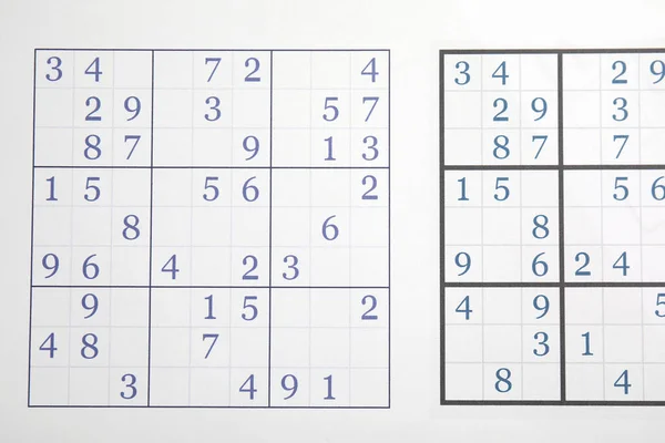 Sudoku Puzzle Siatki Jako Tło Widok Góry — Zdjęcie stockowe