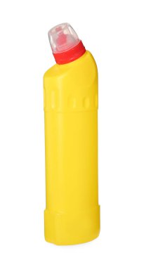 Boş sıvı tuvalet temizleyici şişesi beyaza izole edilmiş.