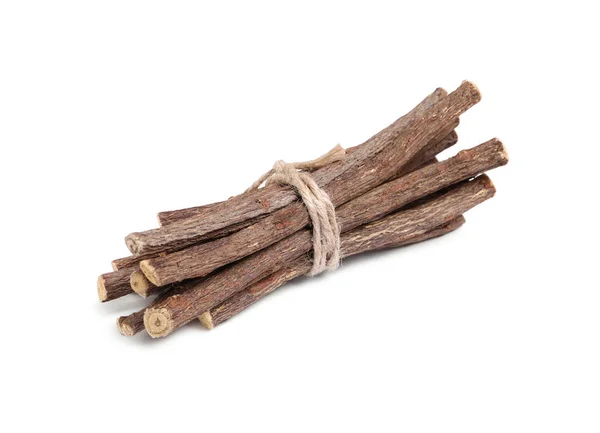 Dried Sticks Liquorice Root White Background — Stock Photo, Image