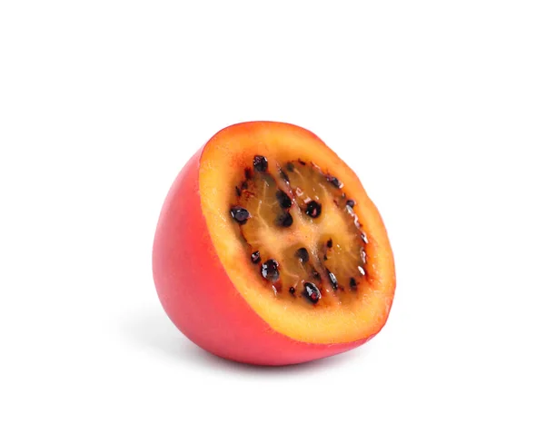 Metade Tamarillo Maduro Isolado Branco Frutas Exóticas — Fotografia de Stock