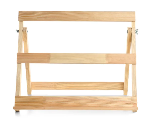 Prázdný Dřevěný Stojan Izolovaný Bílém Vybavení Pro Umění — Stock fotografie