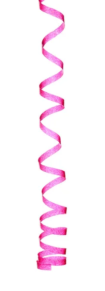 Roze Serpentijn Streamer Geïsoleerd Wit Partijelement — Stockfoto