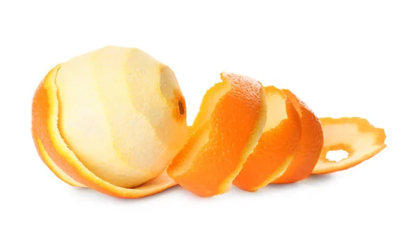 Frutto Arancione Con Buccia Sfondo Bianco — Foto Stock