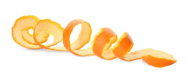 Spiral Orange Fruit Peel Isolated White — Stock Photo, Image