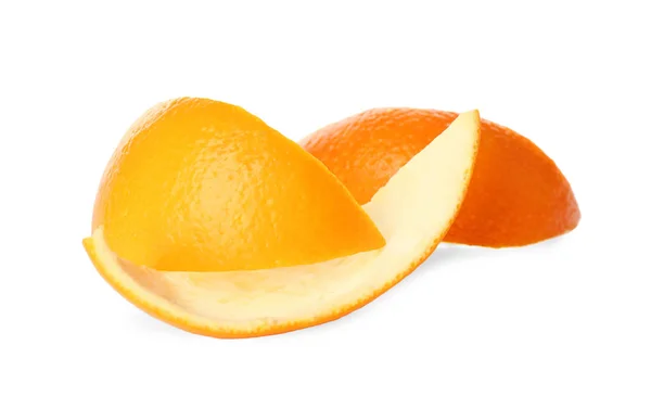 Peaux Fraîches Fruits Orange Sur Fond Blanc — Photo