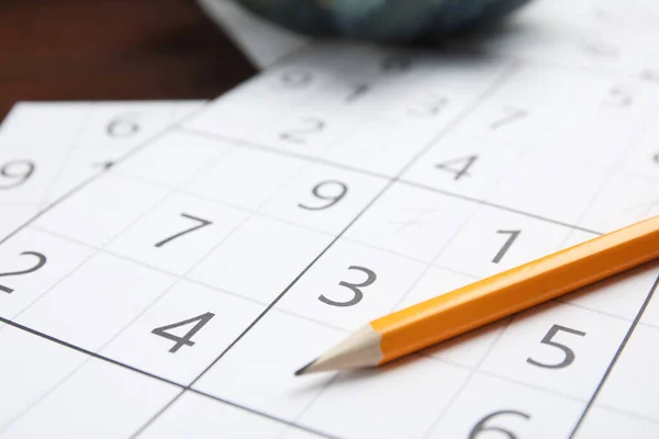 Sudoku Puzzle Grid Pencil Closeup View — Stock Photo, Image