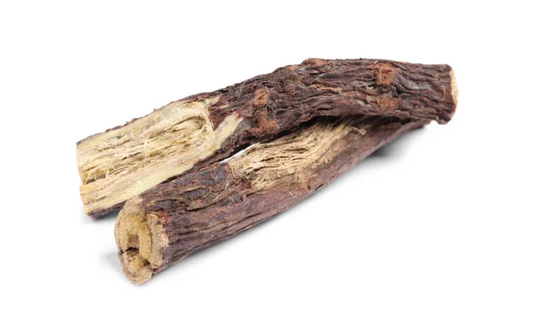 Dried Sticks Liquorice Root White Background Stock Image