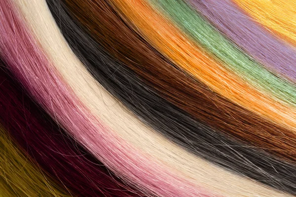 Sznurki Różnych Kolorach Włosów Jako Tło Zbliżenie — Zdjęcie stockowe