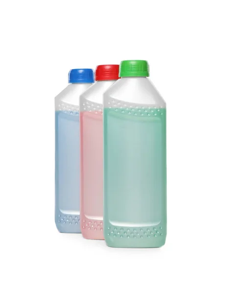 Frostschutzmittel Plastikflaschen Isoliert Auf Weiß — Stockfoto