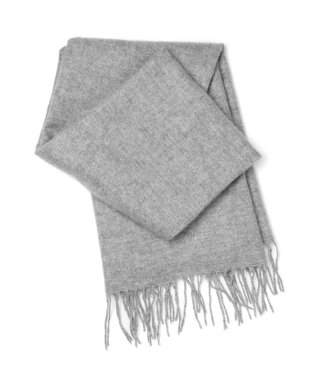 Beyaz, üst manzaralı şık gri kaşmir eşarp.