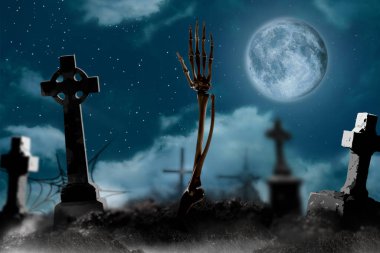 Sisli mezarlıktan korkunç bir iskelet yükseliyor.