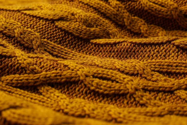 Oranje Gebreide Wol Textuur Als Achtergrond Close — Stockfoto
