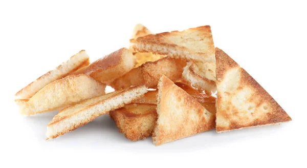 Delicious Crispy Pita Chips White Background — Stock Photo, Image