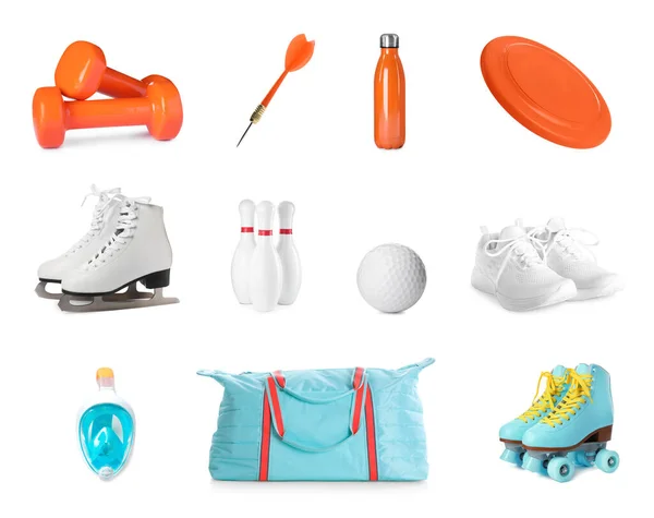 Set Different Sports Tools White Background — Stock Photo, Image