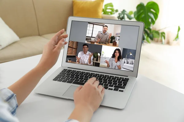 Personalchef Führt Online Bewerbungsgespräch Videochat — Stockfoto