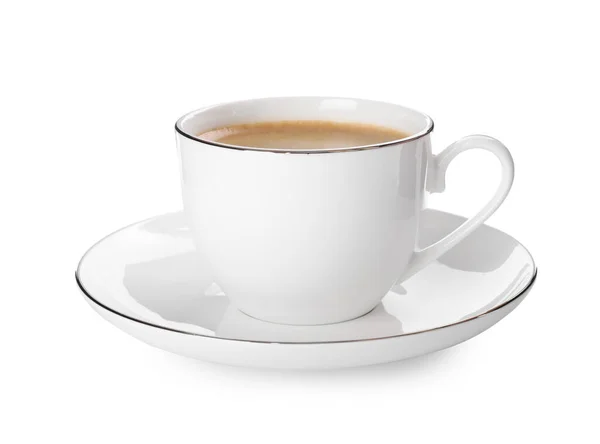 白に隔離されたホットコーヒーのカップ — ストック写真