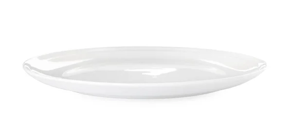 Placa Cerâmica Limpa Vazia Isolada Branco — Fotografia de Stock