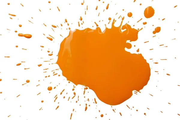 Orange Paint Splashes White Background Top View — Stock Photo, Image