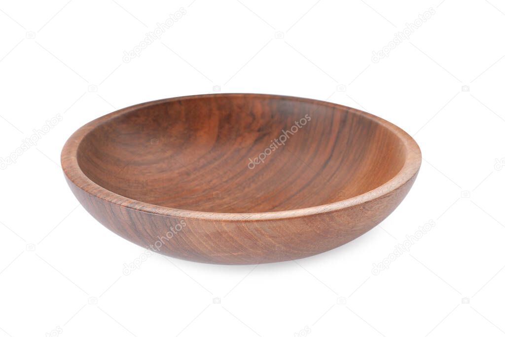 Empty clean wooden plate isolated on white