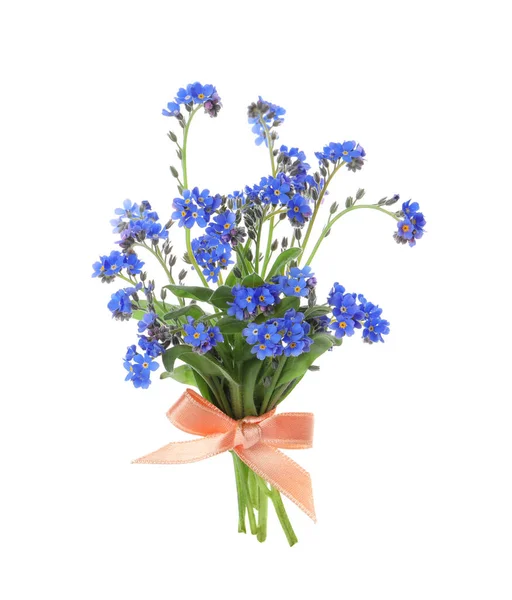 Bouquet Beautiful Blue Forget Flowers White Background — Stock Photo, Image