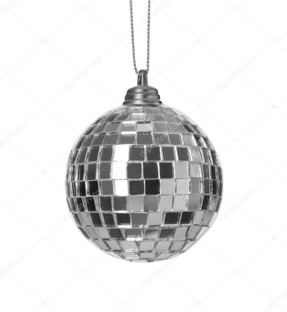 Bright shiny disco ball isolated on white