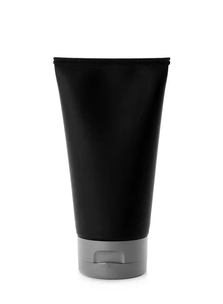 Tubo Preto Com Produto Cosmético Masculino Isolado Branco — Fotografia de Stock