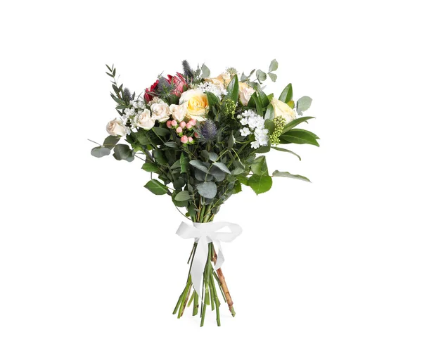 Beautiful Bouquet Roses Isolated White — Stock Photo, Image